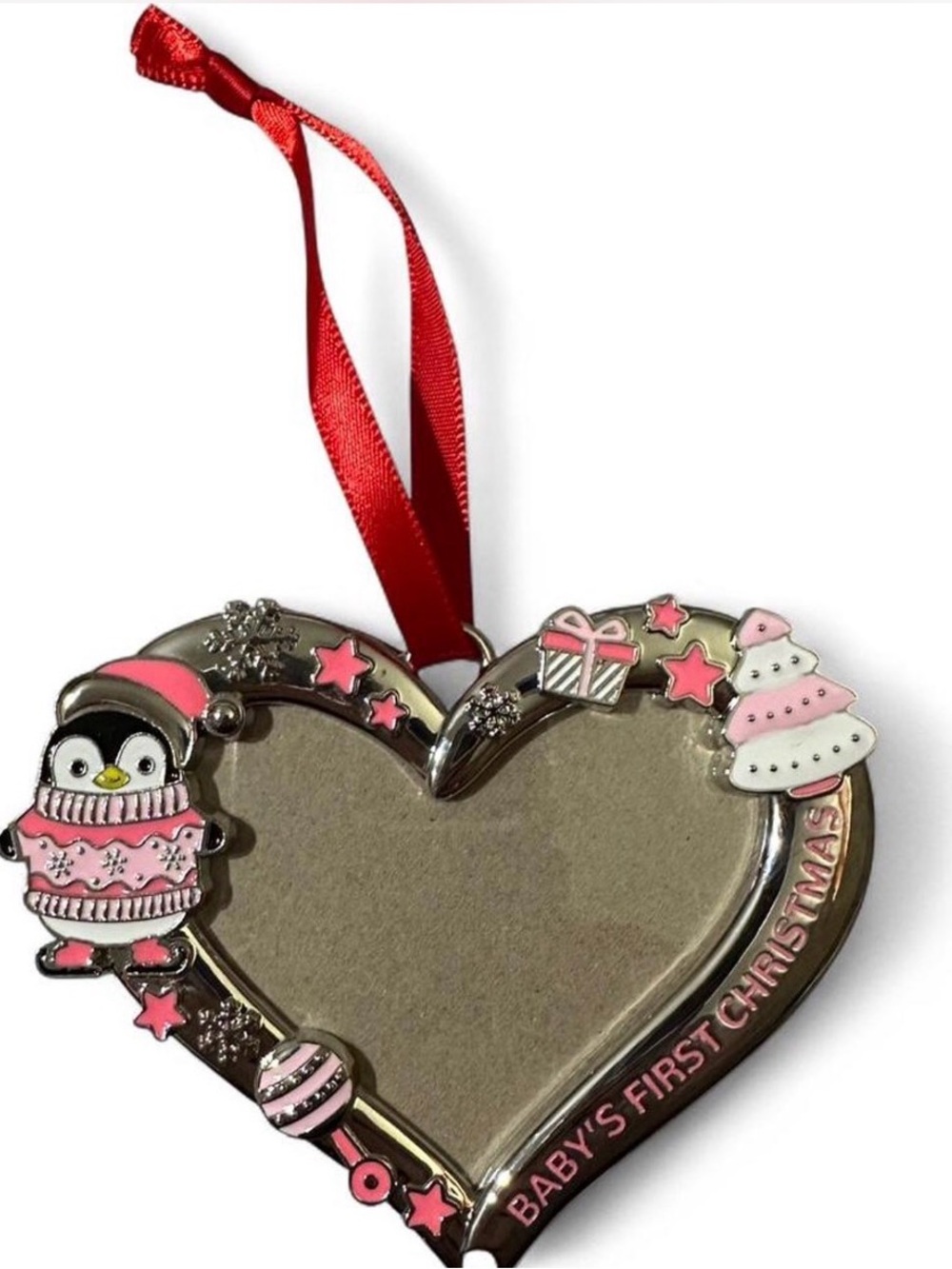 Baby's first Christmas silver frame ornament #christmas #babyshower